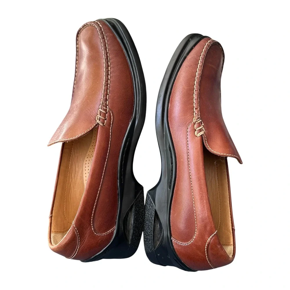 Cole Haan Loafers Mens 9.5M Brown Good Nike Air Leather Slip On‎ Moc Toe Shoes